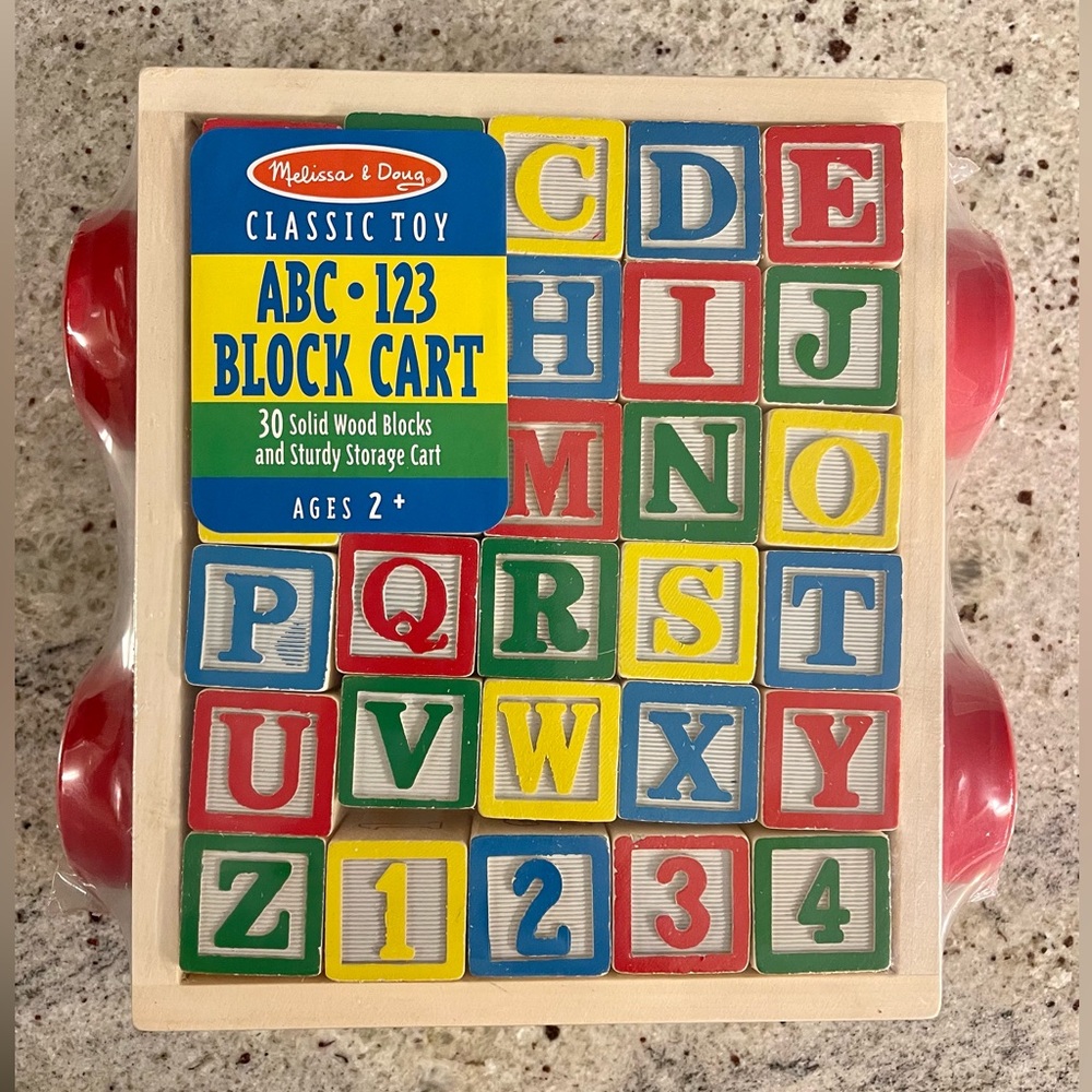 NWT Melissa & Doug Classic ABC Wooden Block Cart